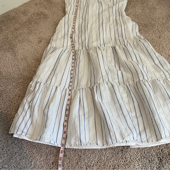 Talbots Tiered Linen Maxi Dress With Light Blue Stripes - Picture 11 of 14